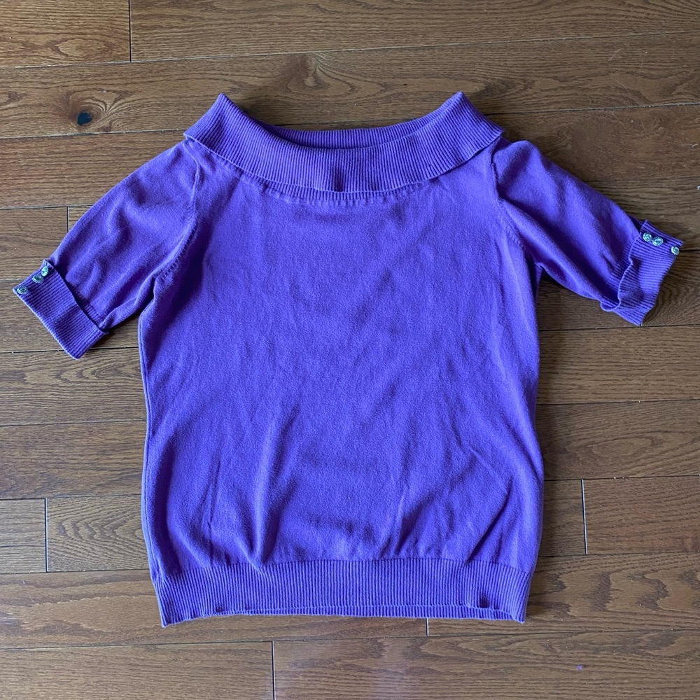Purple Short Sleeve Sweater